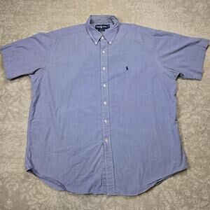 Ralph Lauren-Blake Cotton- Men's XL - Blue Plaid Button Down Short Sleeve